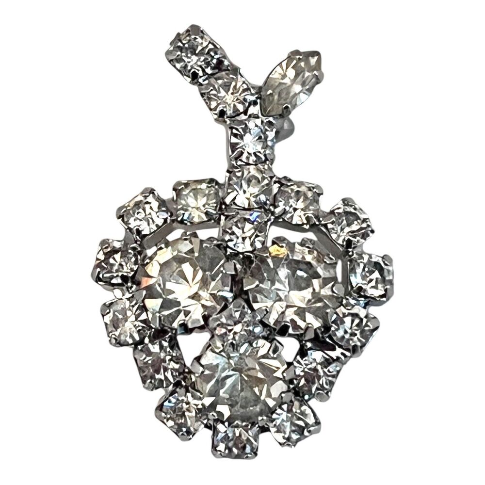 Vintage 1950s Rhinestone Cluster Brooch Clear Crystal Silver Tone Pin - 5P